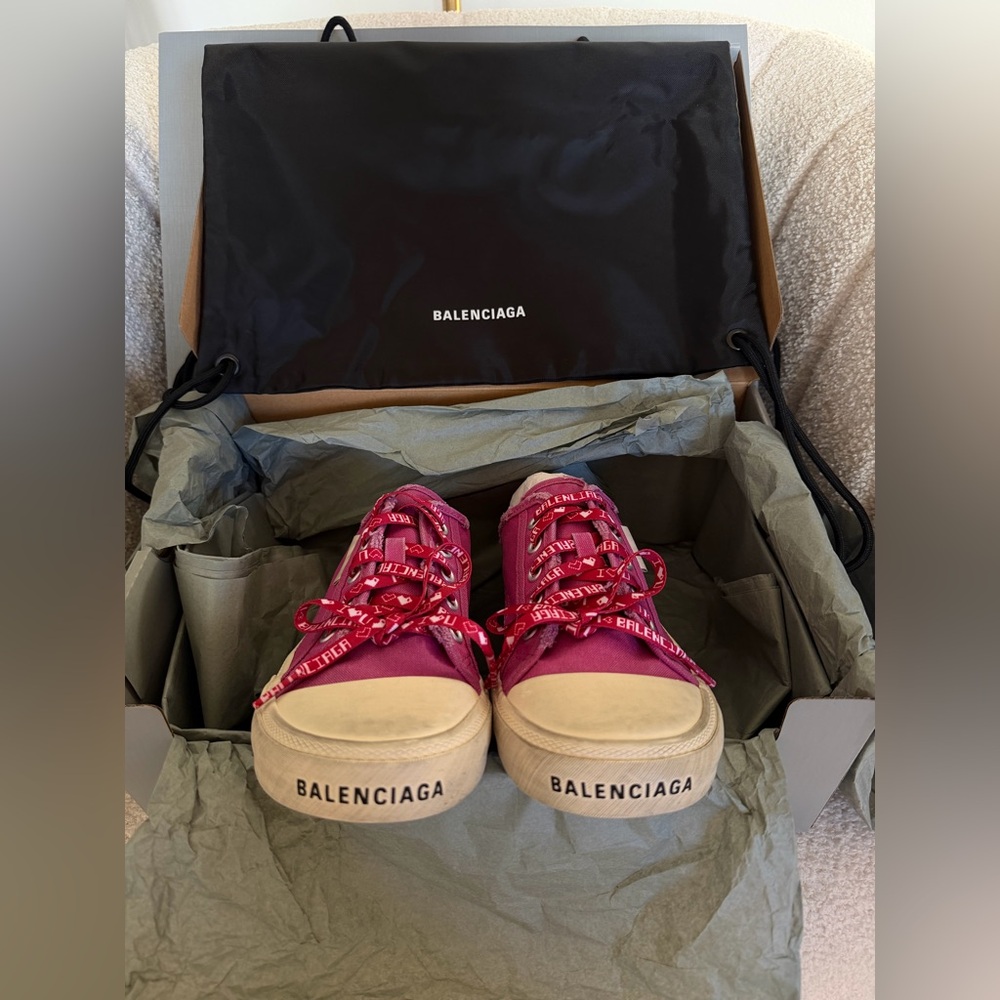 Balenciaga Paris Canvas Mule Sneakers | Pink | EU 39 | Full Set - Picture 3 of 15